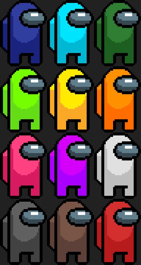 Heres A Template Of The Among Us Colors In Pixel Art Form Use As You