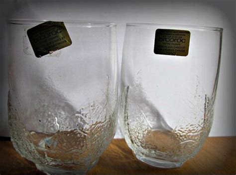 pair of vintage arcoroc france low ball tumblers whisky etsy wine goblets bar decor french