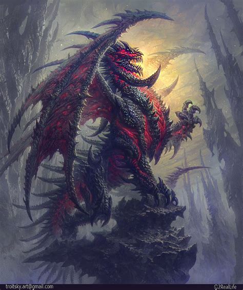 Black Dragon By Ivan Troitckii Creatures 2d Cgsociety Dragon