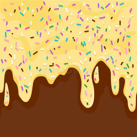 Dripping Chocolate Background With Colorful Sugar Sprinkles Vector