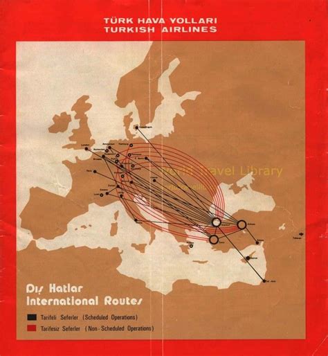 An Old Map Shows The Route Of Turkish Airlines From Turkey To Europe