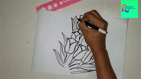 Belajar Menggambar Menggambar Bunga Tulip Youtube
