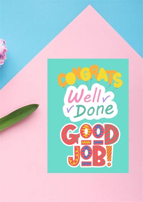 Congratulations Well Done Printable Birthday Card Pdf Etsy