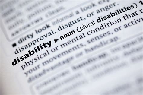 Close Up To The Dictionary Definition Of Word Disability Stock Photo