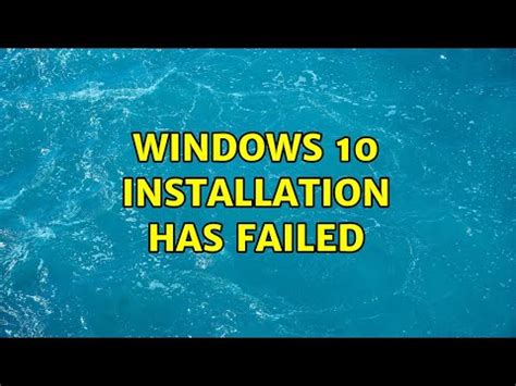 Windows Installation Has Failed Solutions Youtube