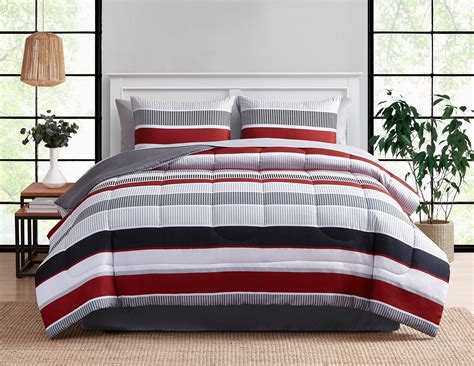 Buy Mainstays Red Stripe 8 Piece Bed In A Bag Comforter Set With Sheets