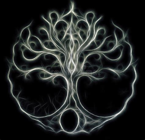 Tree Of Life Symbol On Structured Ornamental Background Yggdrasil