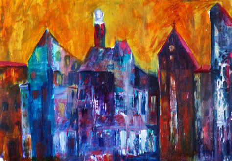 A Street In Maastrich Acrylic Painting Painting Abstract Acrylic