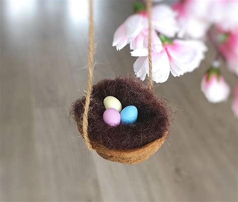 Bird Nest Decoration Nest With Coloured Eggs In A Walnut Etsy