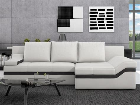 Vous cherchez le canapé d'angle moderne parfait ? Canapé d'angle convertible en simili AZOLA - Noir ou Blanc