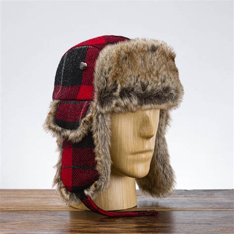 Lumberjack Trapper Cap Made Of Genuine Harris Tweed Wool And Faux Fur