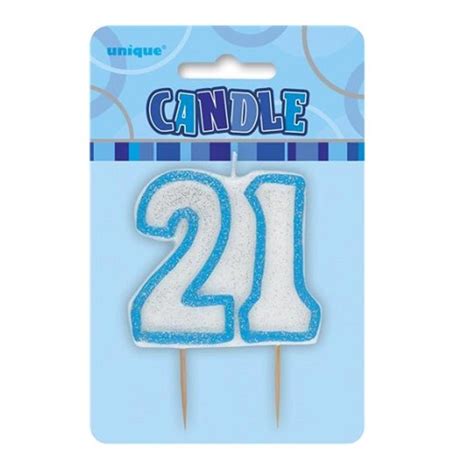 Blue Glitz Number 21 Candle 21st Birthday Cake Candles Birthday