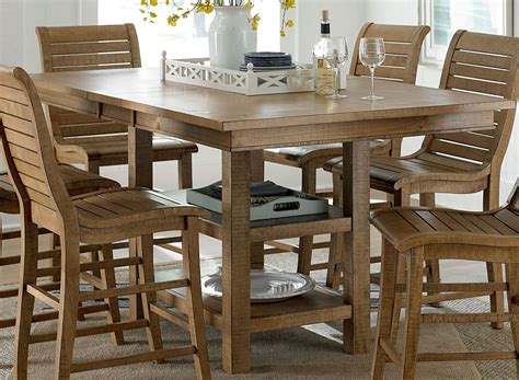 Willow Distressed Pine Rectangular Extendable Counter Dining Table From