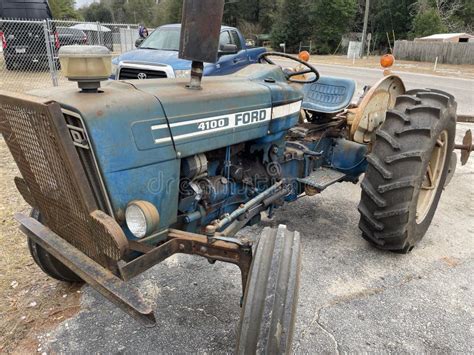 Vintage Old Working Ford 4100 Tractor Parked Corner Editorial Stock