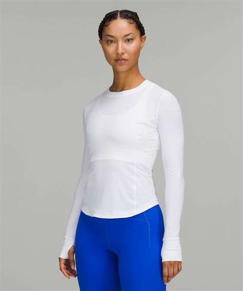 Lululemon Ventilated Mesh Back Running Long Sleeve Shirt White Lulu