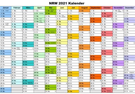 Juli (montag) die sechswöchigen sommerferien beginnen. 2021 NRW Kalender | Druckbarer 2021 Kalender