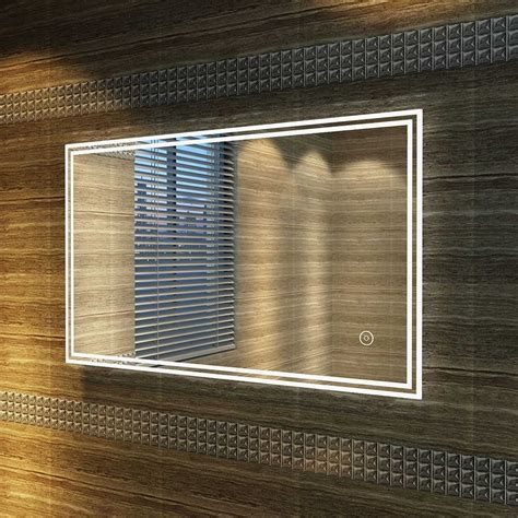 Elegant Designer Wall Hung Bathroom Illuminated Led Mirror Demister Pad Horizontal Vertical Led