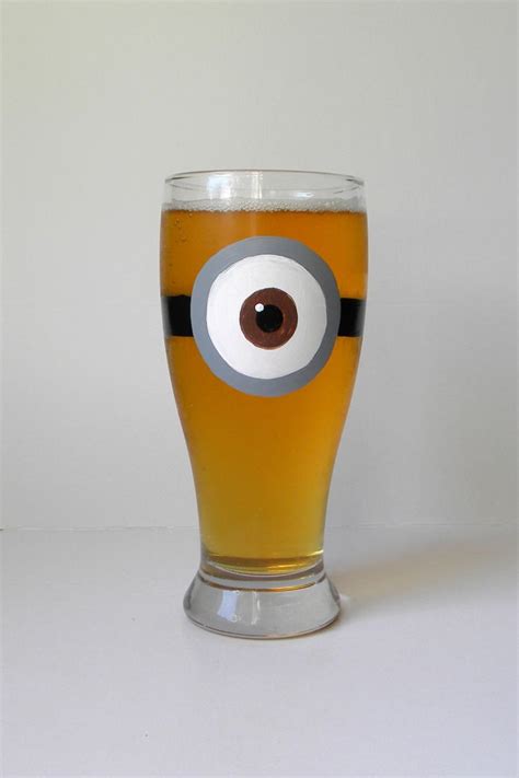 Minion Inspired Beer Glass Hand Painted Beer By Embellishcraft