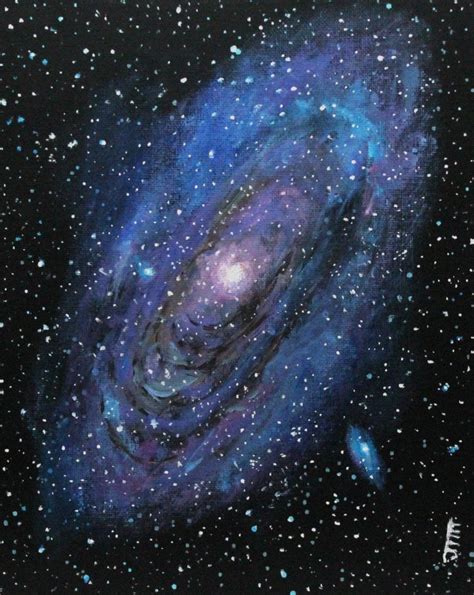 Andromeda Galaxy Original Acrylic Painting On 8 X 10 Canvas Board