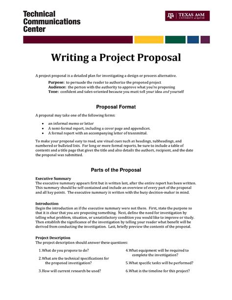 Informal Proposal Letter Example Writing A Project Proposal A Project