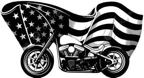 Chopper Motorcycle With American Flag Vector Illustration Graphic Brat