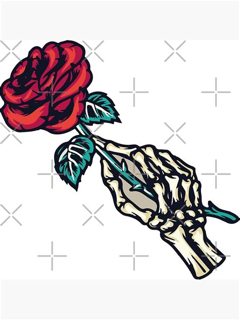 Skeleton Hand Holding Rose Poster By Ahmedch95 Redbubble
