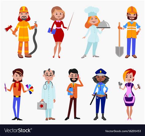 People Different Professions Cute Cartoon Vector Image