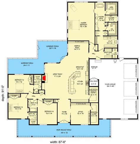 4 Bed Ranch Home Plan With Open Concept Living 68607vr Architectural Designs House Plans