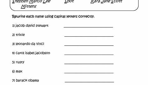 View First Grade Capitalization Worksheets Background