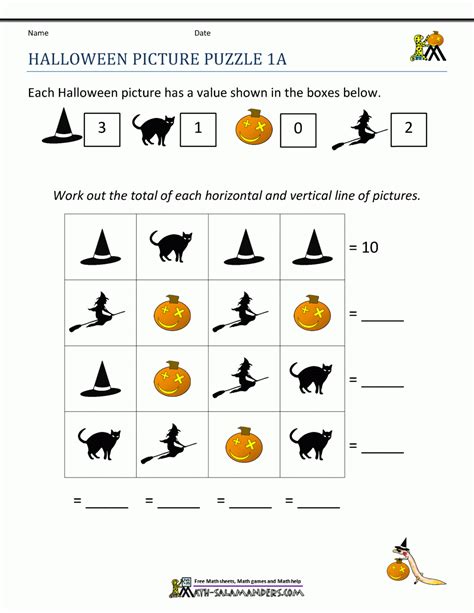 Free Printable Halloween Worksheets 1st Grade