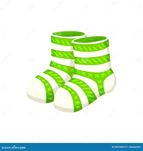 Cozy Handcrafted Knit Socks Cartoon Vector Pair Stock Illustration