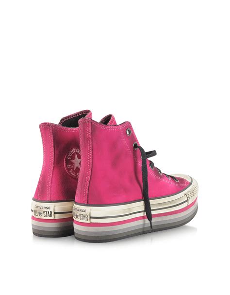 Converse ct all star high platform snakeskin leather chelsea trainers eu 37 uk 4. Lyst - Converse Fuchsia Platform Suede High Top Senakers ...