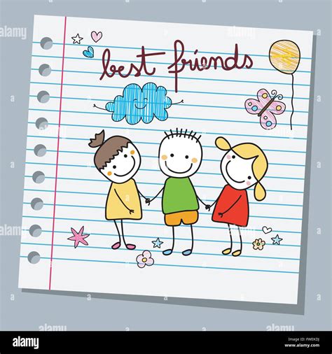 Notebook Paper Best Friends Stock Vector Image And Art Alamy