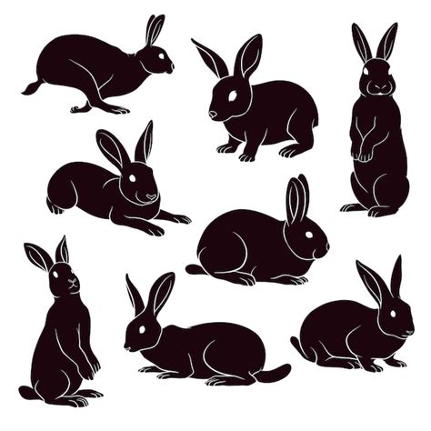 Premium Vector Hand Drawn Silhouette Of Rabbits