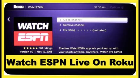 You can start streaming fox sports go by following the steps below. Watch ESPN Live On Roku - YouTube