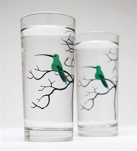 Hummingbird Glassware Set Of 2 Everyday Drinking Glasses Glassware T Drinking Glasses