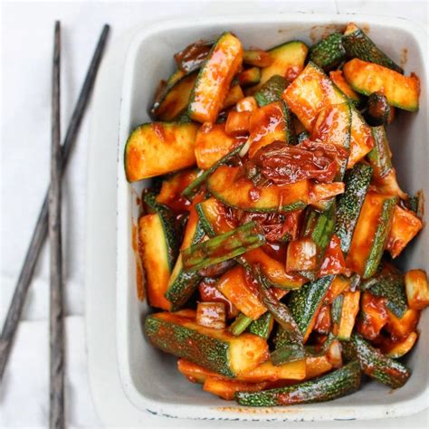 Kimchi is a great companion for korean bbq, of course. Zucchini kimchi Recipe on Food52 | Recipe | Kimchi recipe, Korean side dishes, Food 52