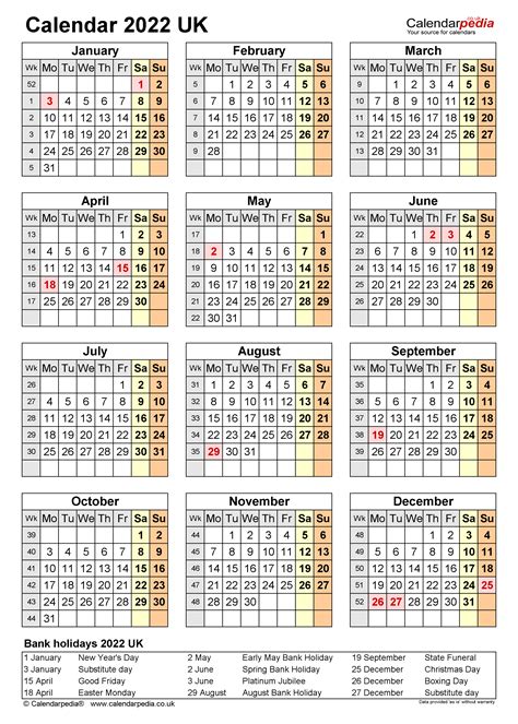2022 Calendar Blank Printable Calendar Template In Pdf Word Excel
