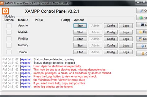 Steps To Fix The Error Apache Shutdown Unexpectedly Goaspro Hot Sex Picture