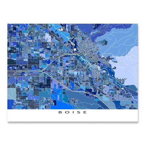 Boise Idaho Map Print Blue Geometric Boise Id City Wall Art Poster
