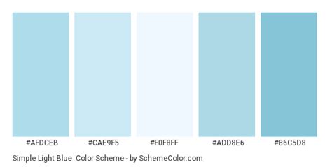 A palette of several specific colors, mostly pastels, evokes the freshness of spring. Simple Light Blue Color Scheme » Blue » SchemeColor.com