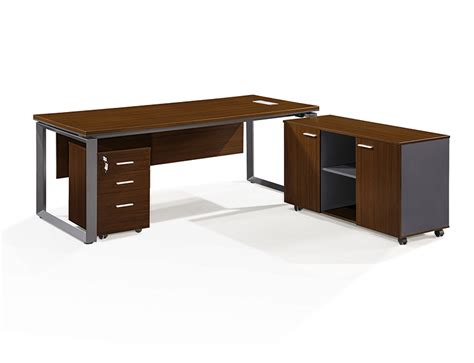 L Shape Metal Tube Modular Office Table Design With Side Return