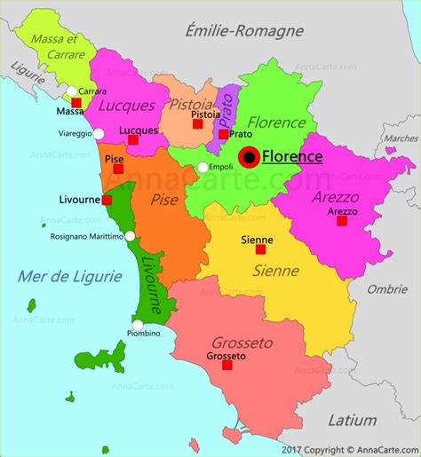 Indiquez votre zone d'intérêt en cliquant sur la carte. Carte de la Toscane - Arts et Voyages