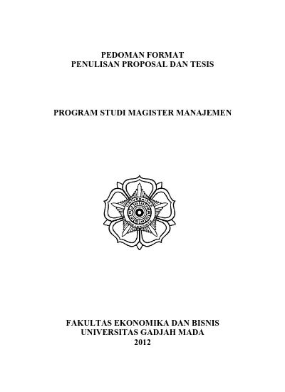 Pedoman Format Penulisan Proposal Dan Tesis Program Studi Magister