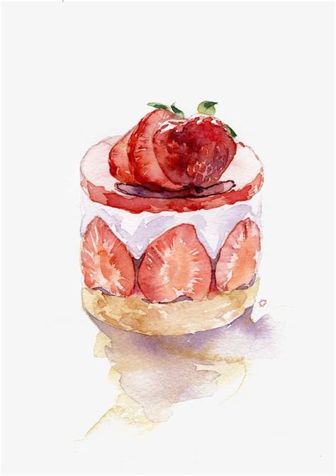 Strawberry Cake Desserts Drawing Food Illustrations Food Drawing