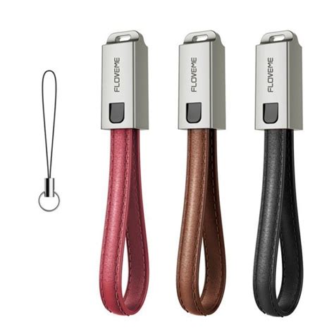 Portable Lightning Leather Fast Charger Data Cable Keychain For Iphone