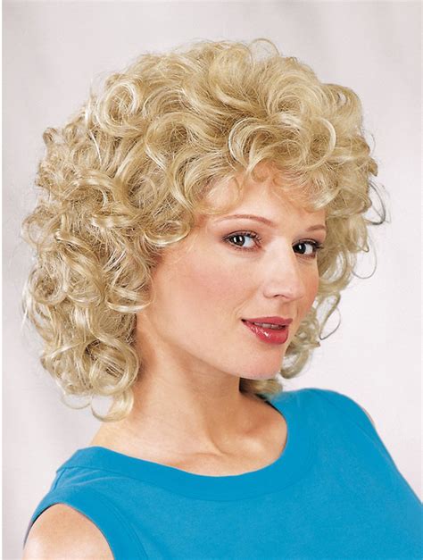 Classic Wigs Synthetic Curly Blonde Shoulder Length Capless