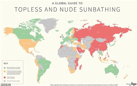 Map Reveals Which Nations Enable Nude Sunbathing And There Is A State By State Information To U