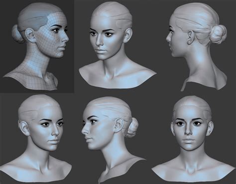 artstation caucasian girl head basemesh eugene fokin 3d model character character modeling