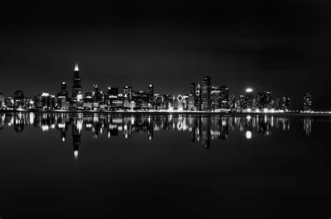 Download Chicago Skyline Black And White Wallpaper In High Resolution